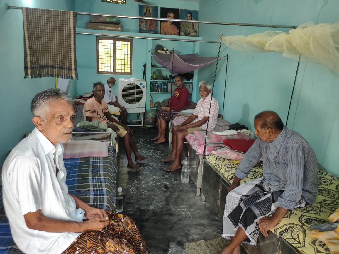 Men residents in a shared room at ABCD Old Age Home