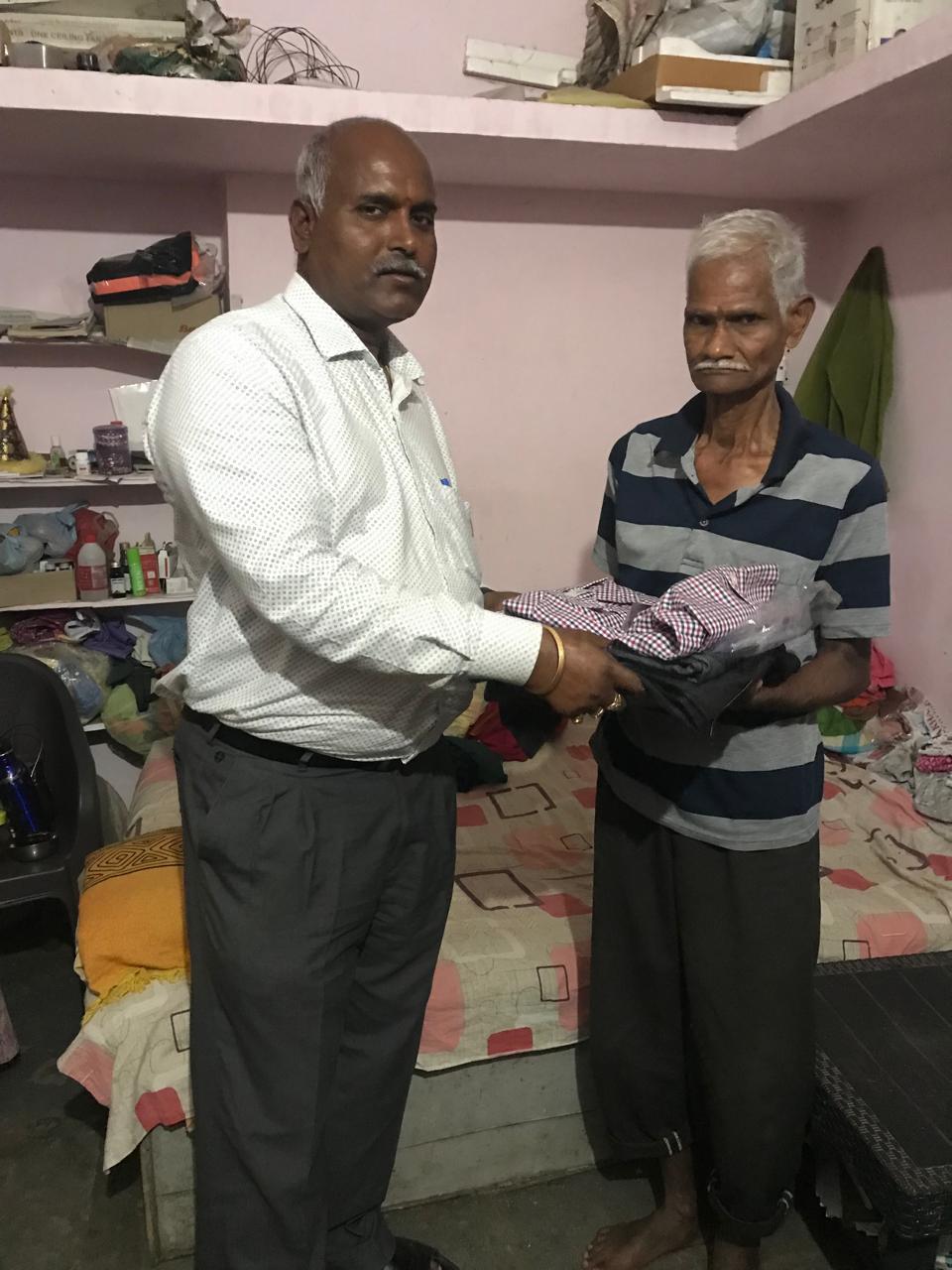 Clothing support for a resident at Vruddha Abhaya Trust