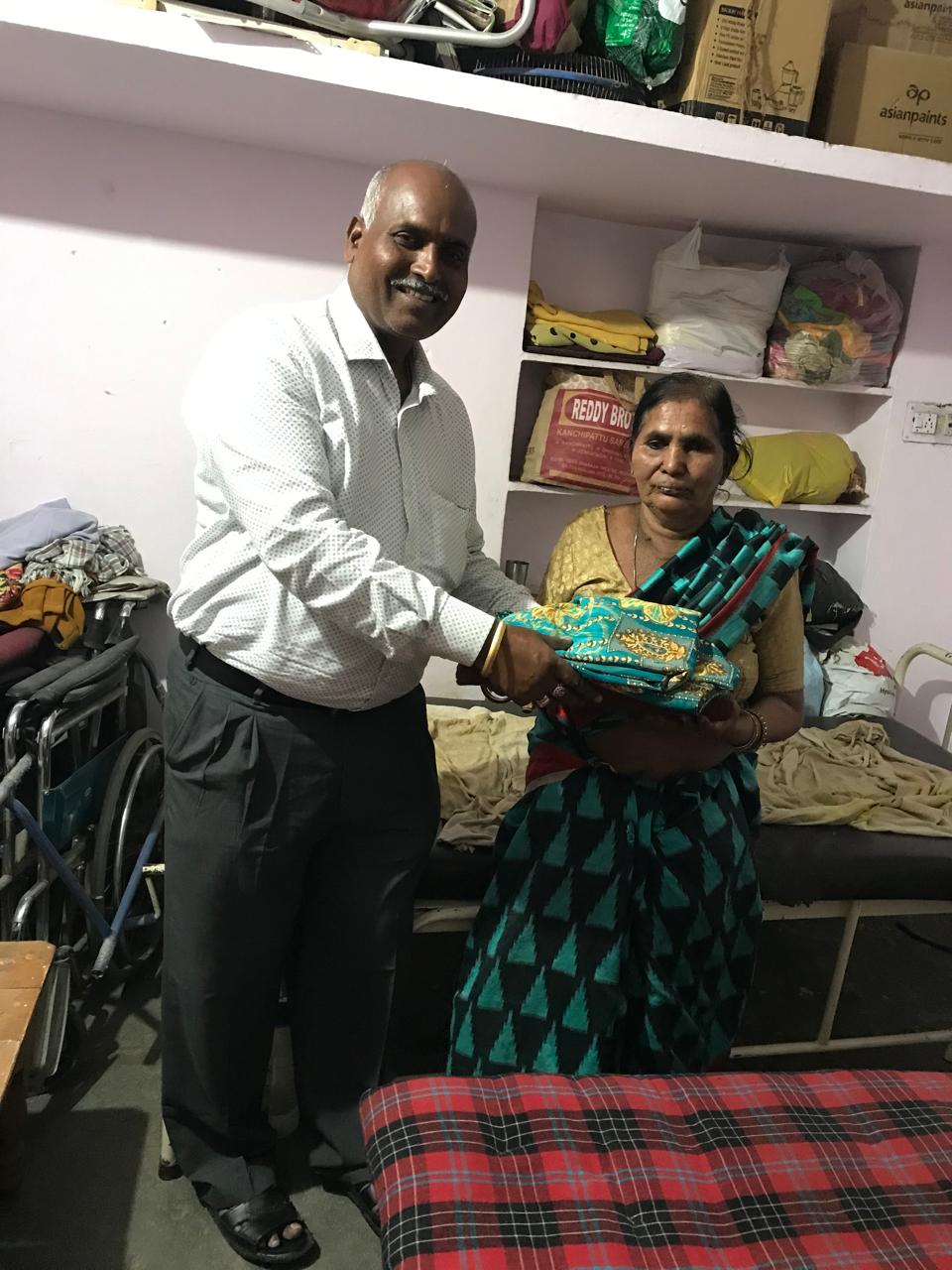 Clothing support for a resident at Vruddha Abhaya Trust